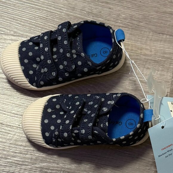 NWT Cat & Jack Polka Dot Velcro Shoes for Kid/Baby/Toddler Size 8 - Picture 2 of 3